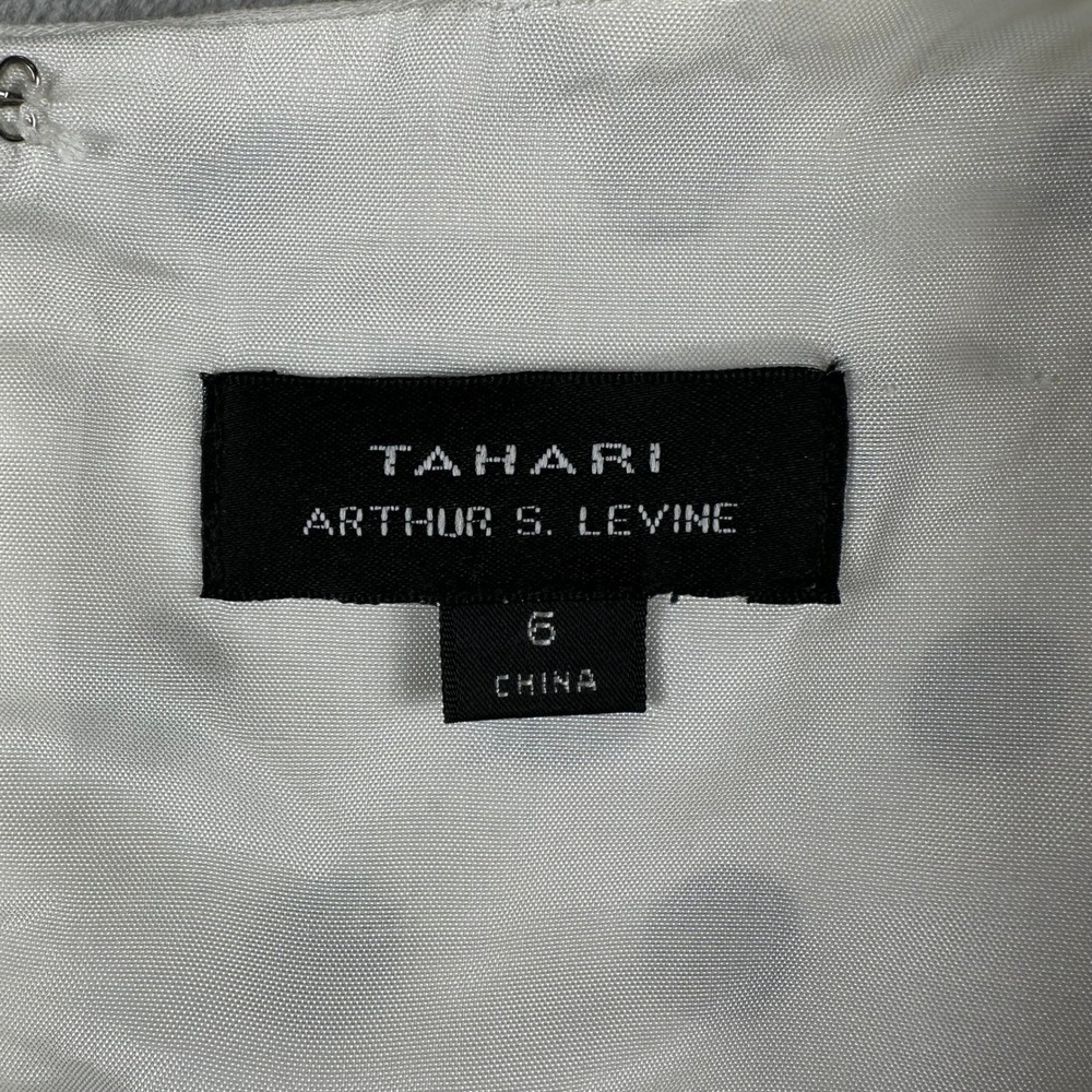 Tahari Arthur‎ S Levine Sheath Dress 6 White Black Polka Dot Colorblock Stripe - Picture 3 of 7